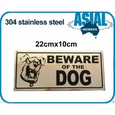 BEWARE OF DOG 304 Stainless Steel Plate Metal WARNING Sign 220x110