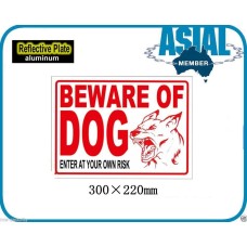 BEWARE OF DOG Aluminium Reflective Metal Plate WARNING Sign 300X220